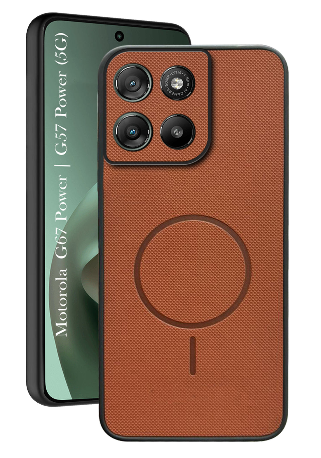 For Motorola Moto G67 Power | G57 Power Back Cover Case PU Leather (Texture Grip Design | Professional Minimalist | Camera Protection | Soft and Flexible)