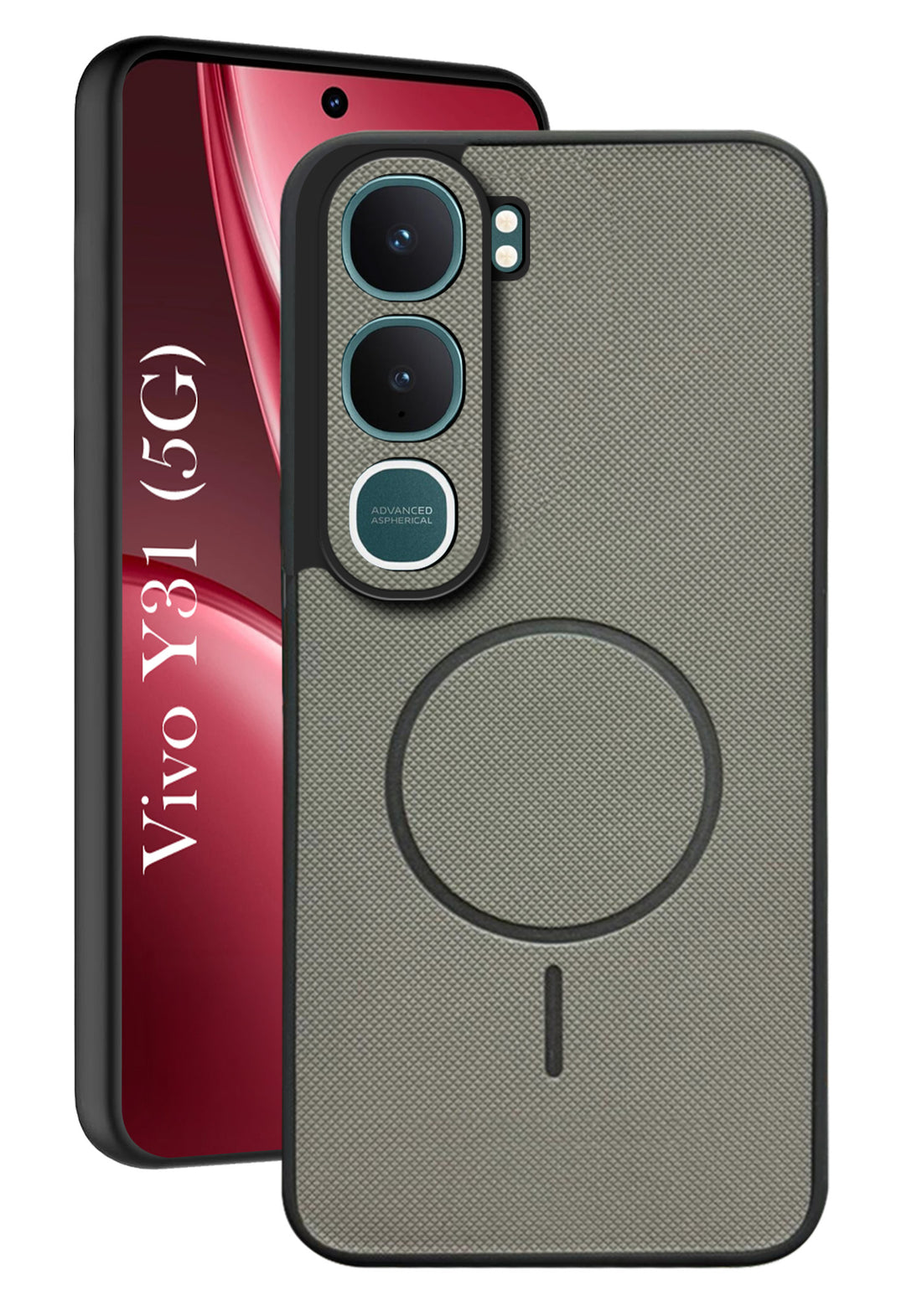 For Vivo Y31 5G Back Cover Case PU Leather (Texture Grip Design | Professional Minimalist | Camera Protection | Soft and Flexible)