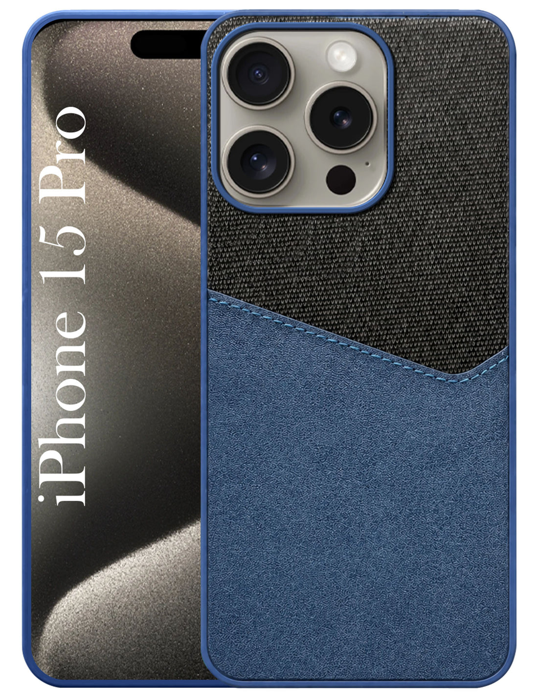 For Apple iPhone 15 Pro Back Cover Case (Dual PU Leather Stitch | Professional Minimalist | Soft and Flexible)