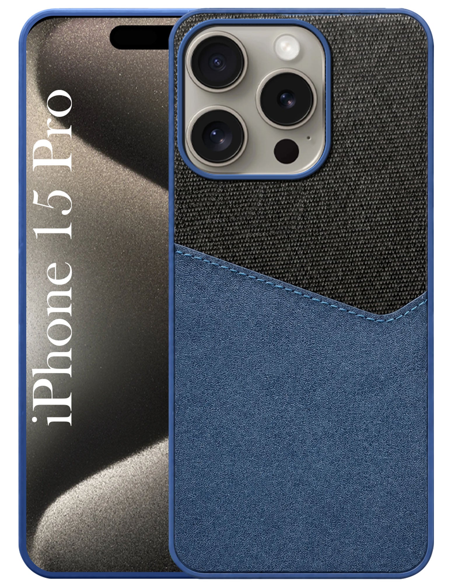 For Apple iPhone 15 Pro Back Cover Case (Dual PU Leather Stitch | Professional Minimalist | Soft and Flexible)