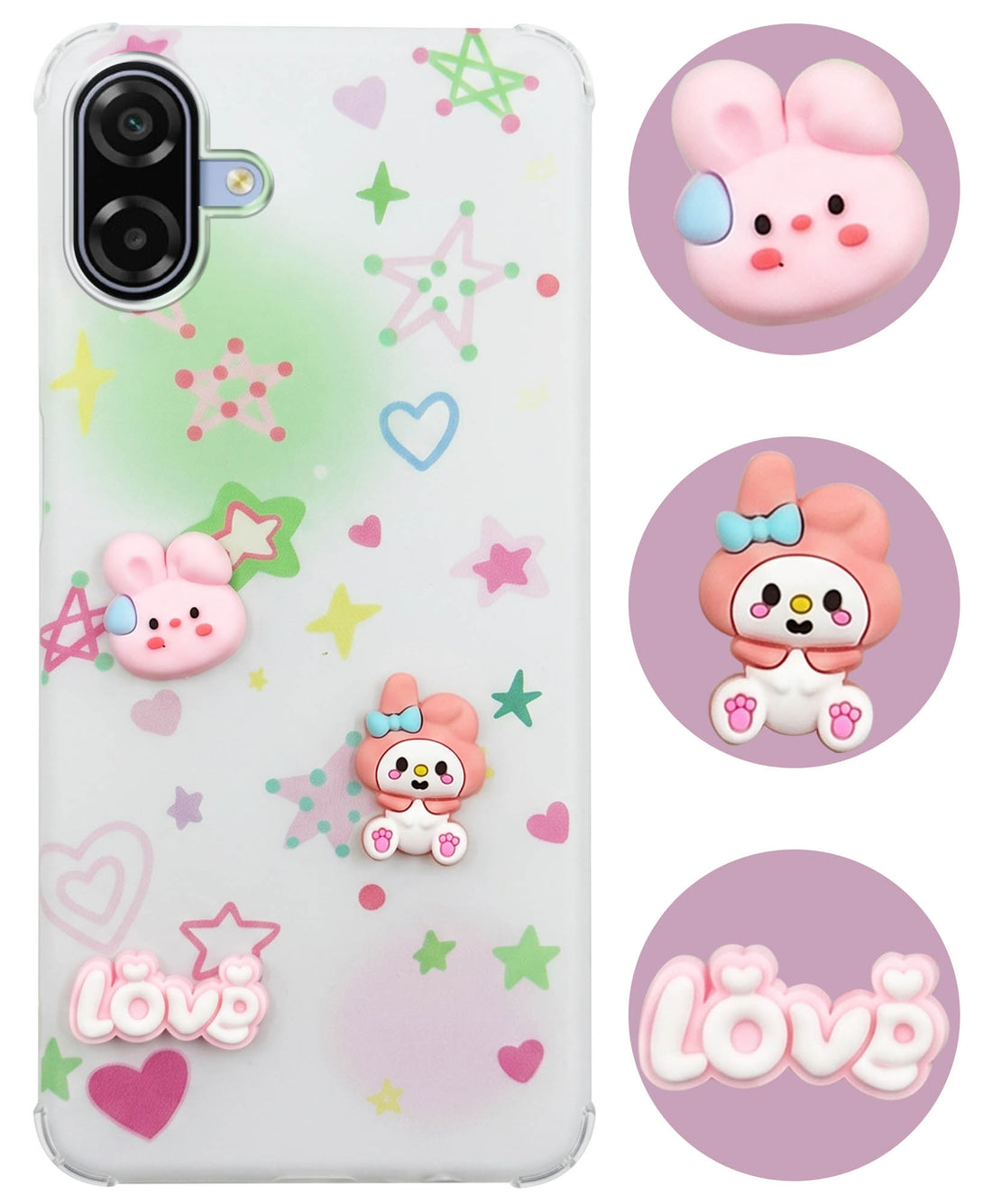 For Samsung Galaxy M17e Back Cover Case (3D Cute Cartoons | Hard Back Side Soft | Matte Premium Finish | HD Printing)