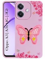 For Oppo A3X (4G/5G) | Oppo A3 5G Back Cover Case Soft Butterfly Embroidery | Women Teen Girls | Camera Protection| Matte Silicone)