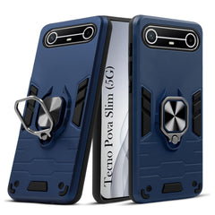 For Tecno Pova Slim Back Cover Case Hybrid Armor (Shockproof Dual Layer Polycarbonate |Ring Holder Kickstand)