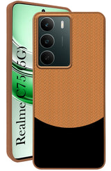 For Realme C75 5G Back Cover Case (Elegant PU Leather Finish | Premium Minimalist Professional | Camera Protection Bump)