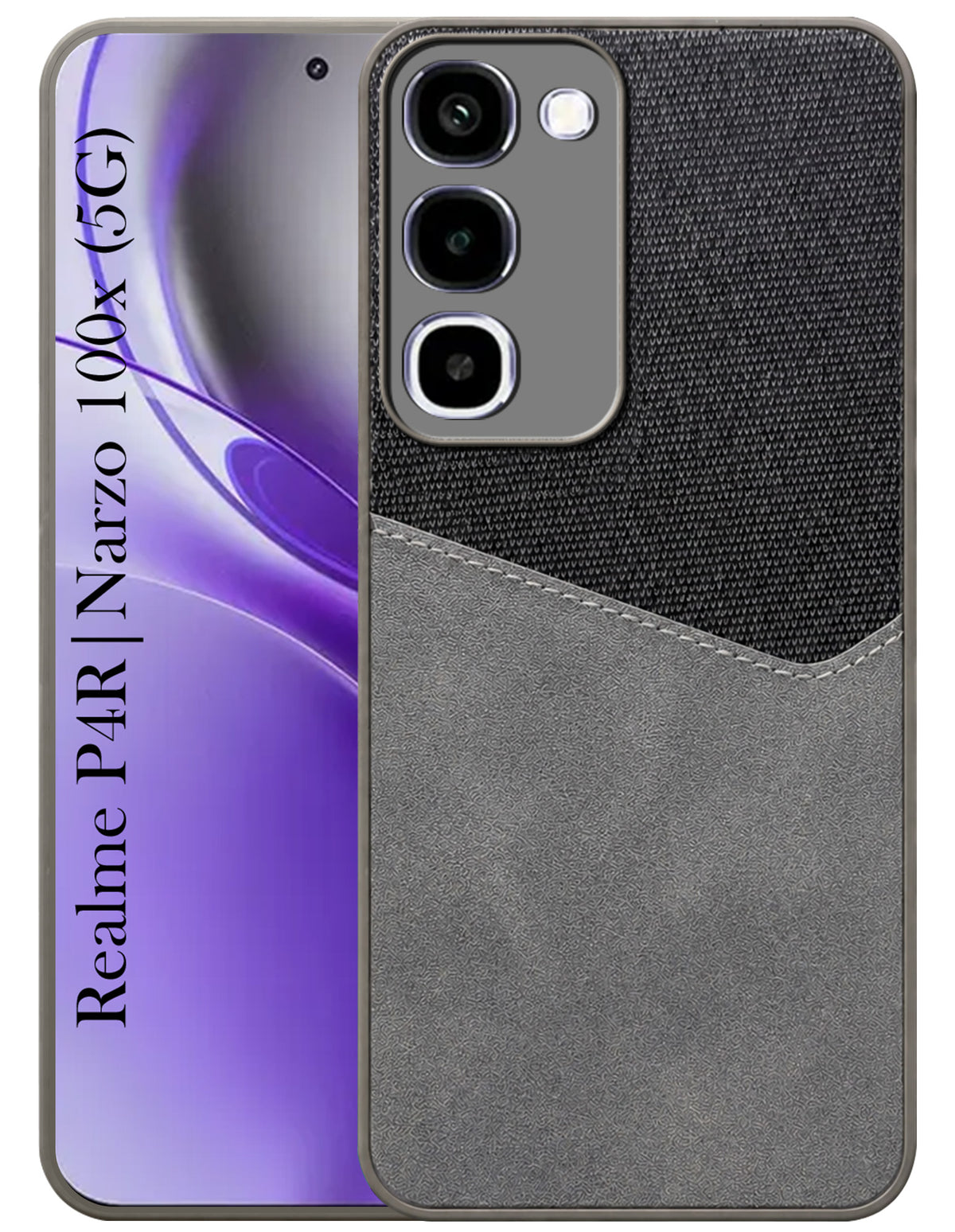 For Realme P4R 5G | Realme Narzo 100X 5G Back Cover Case (Dual PU Leather Stitch | Professional Minimalist | Soft and Flexible)