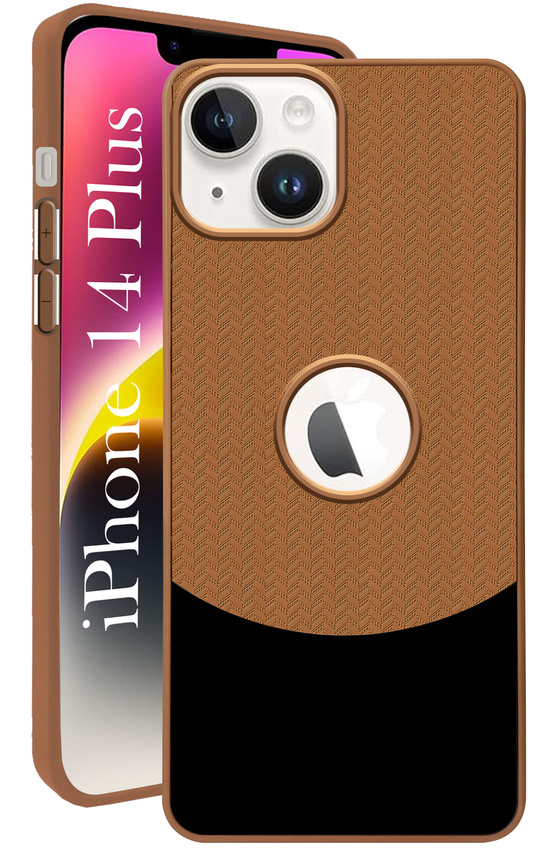 For iPhone 14 Plus Back Cover Case (Elegant PU Leather Finish | Premium Minimalist Professional | Camera Protection Bump)