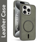 For Apple iPhone 15 Pro Back Cover Case Leather Finish (MagSafe Compatible Wireless Charging | Soft Touch | Camera Bump Protection)