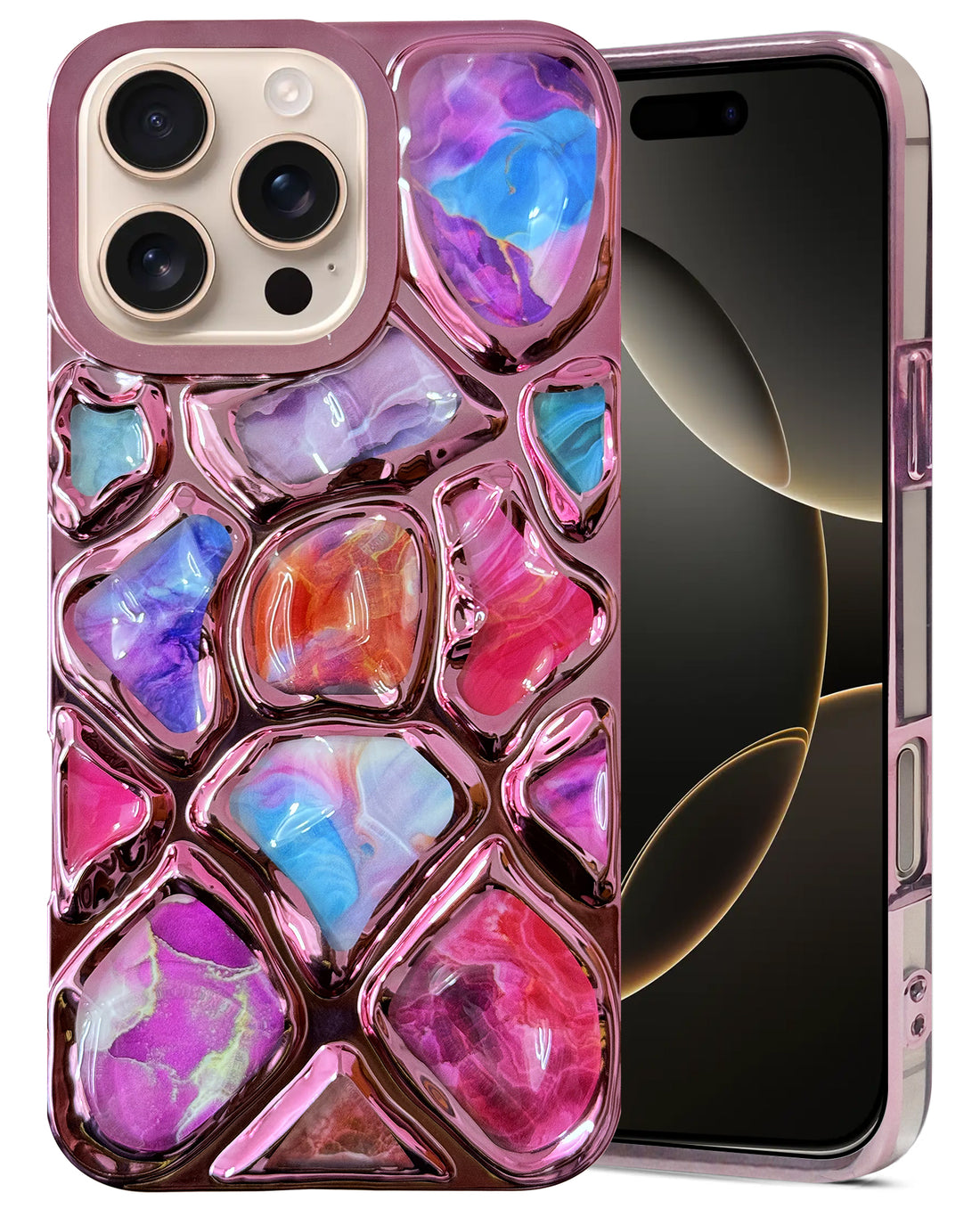 For Apple iPhone 16 Pro Back Cover Case ( Dual Design Glitter Sparkle and Detachable Diamond Print Case | Soft and Flexible)