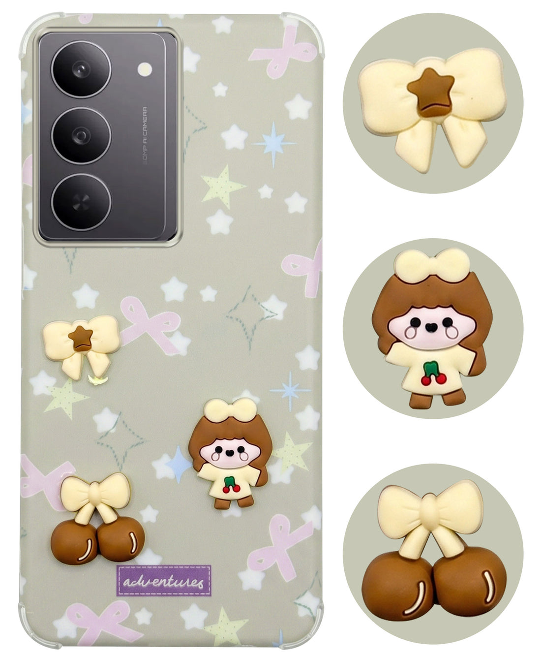 For Realme 14X Back Cover Case (3D Cute Cartoons | Hard Back Side Soft | Matte Premium Finish | HD Printing)