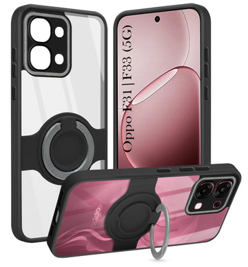 For Oppo F31 5G | Oppo F33 5G Back Cover Case with stand (Built-in Ring Holder Kickstand | Lifetime Anti Yellow | Camera Protection)