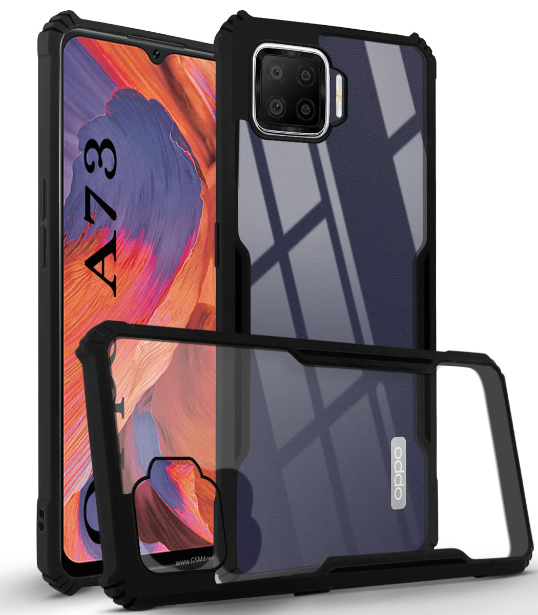 For Oppo A73 Back Cover Case ( Shockproof with Polycarbonate Clear Panel | Professional Black)
