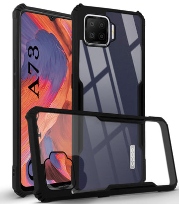 For Oppo A73 Back Cover Case ( Shockproof with Polycarbonate Clear Panel | Professional Black)