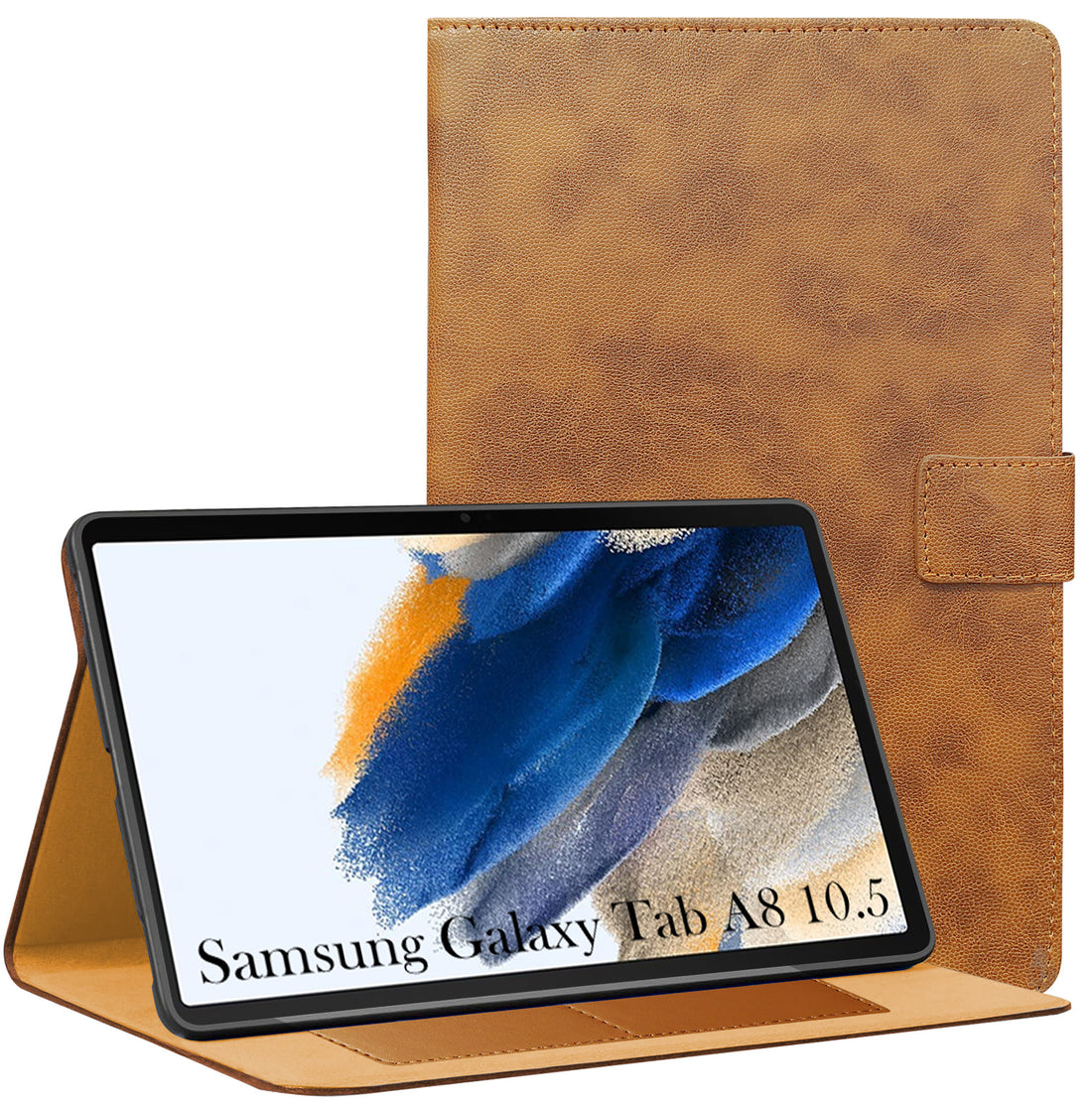 For Samsung Galaxy Tab A8 10.5 Inch SM-X200/X205 Flip Cover Folio Cover (PU Leather | Multi-Angle Smart Stand | Card Storage Slots | Silicone Back Pouch)