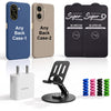 Complete Mobile Care Kit (Get Any 2 Cases+2 Tempered Glass+25W Charger Adapter+Metallic Mobile Stand+Cable Protector)