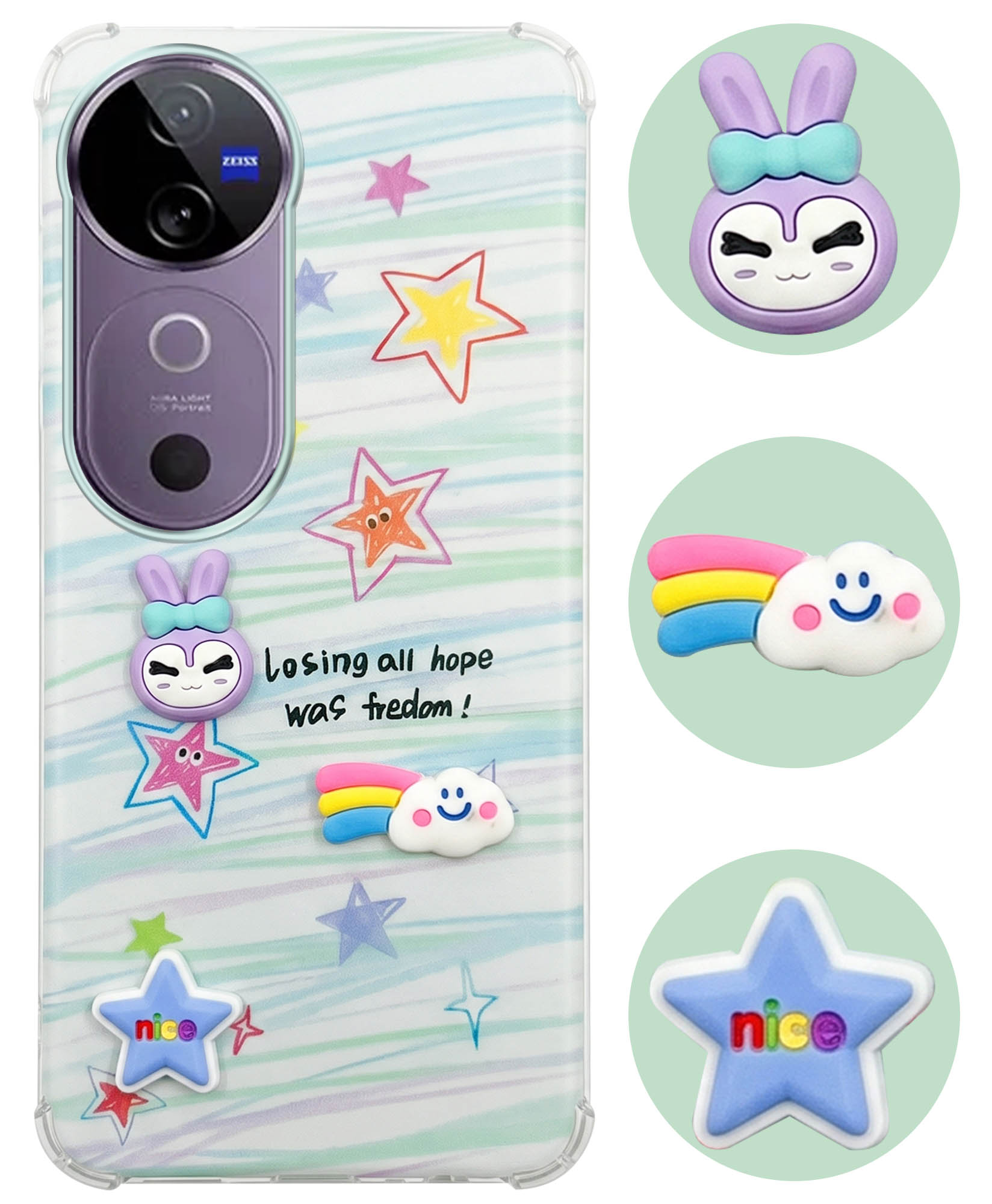 For Vivo V40 | Vivo V40 Pro 5G Back Cover Case (3D Cute Cartoons | Hard Back Side Soft | Matte Premium Finish | HD Printing)