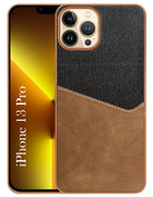 For Apple iPhone 13 Pro Back Cover Case (Dual PU Leather Stitch | Professional Minimalist | Soft and Flexible)