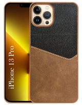 For Apple iPhone 13 Pro Back Cover Case (Dual PU Leather Stitch | Professional Minimalist | Soft and Flexible)