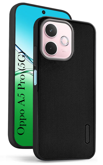 For Oppo A5 Pro Back Cover Case (Textured Grip Design | Micro-Fiber Cloth Inside | Slim and Light Weight | Soft Touch and Feel | Black)