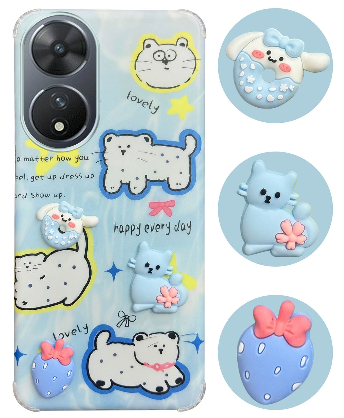 For Vivo T2 Back Cover Case (3D Cute Cartoons | Hard Back Side Soft | Matte Premium Finish | HD Printing)
