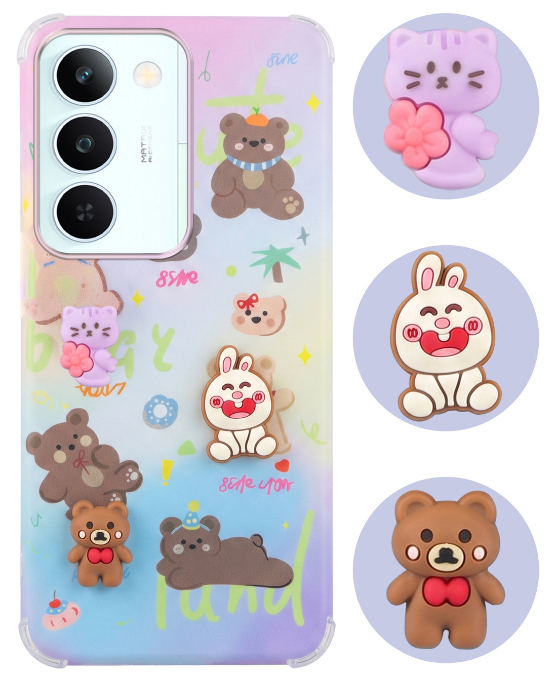 For Realme P4 Lite 5G | Realme Narzo 100 Lite 5G Back Cover Case (3D Cute Cartoons | Hard Back Side Soft | Matte Premium Finish | HD Printing)