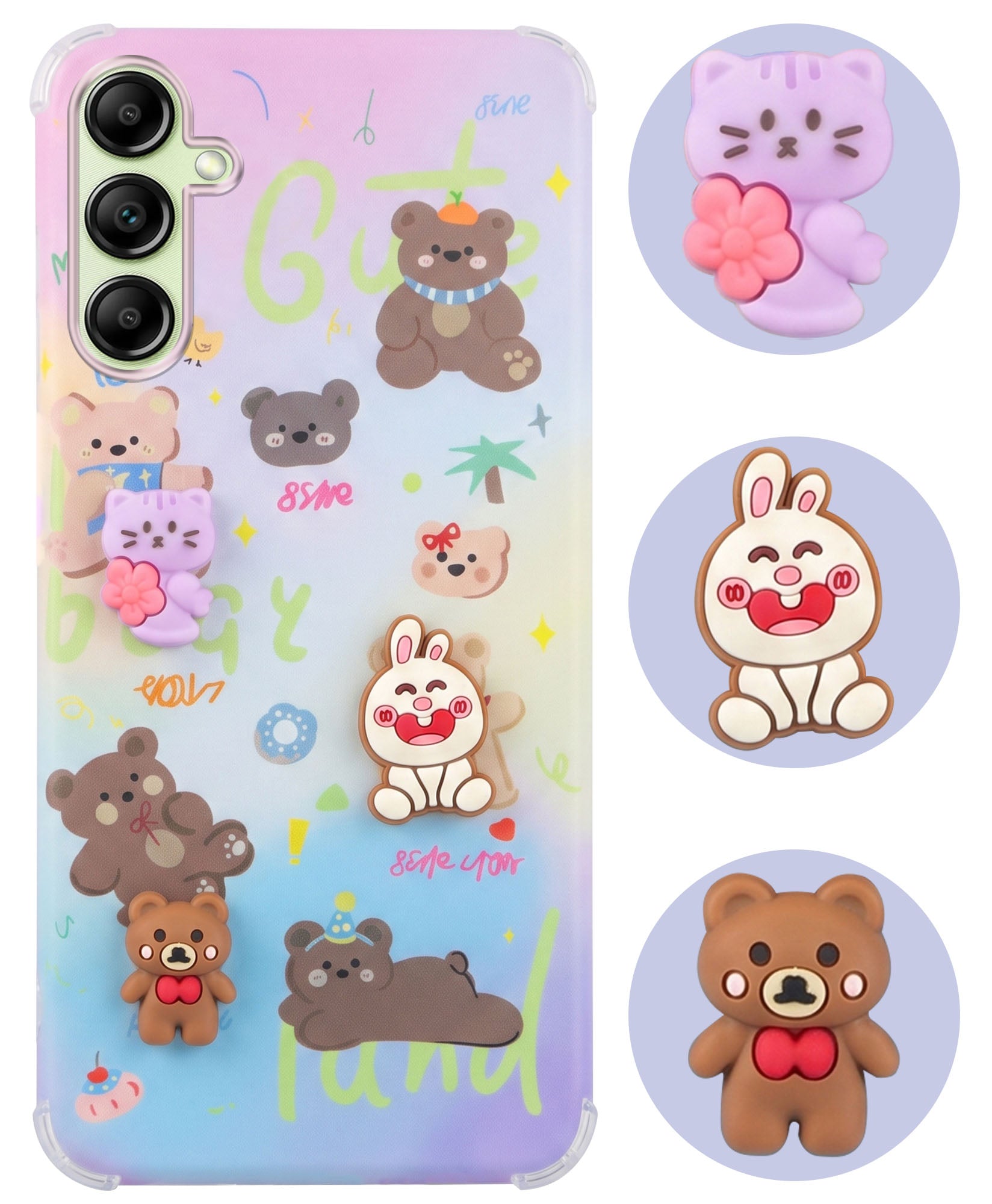 For Samsung Galaxy A14 4G | 5G Back Cover Case (3D Cute Cartoons | Hard Back Side Soft | Matte Premium Finish | HD Printing)