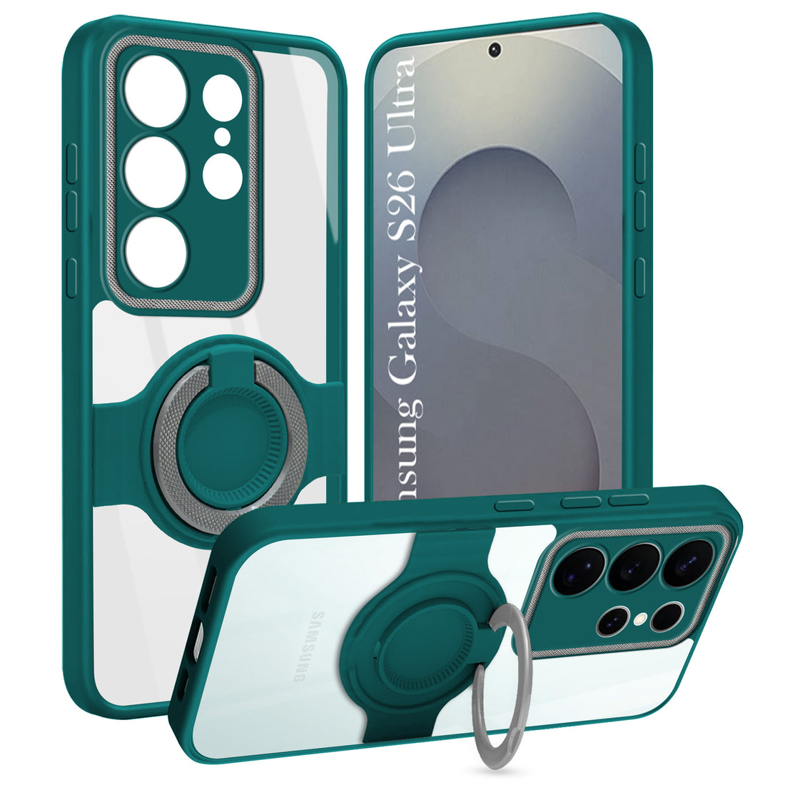 For Samsung Galaxy S26 Ultra Back Cover Case with stand (Built-in Ring Holder Kickstand | Lifetime Anti Yellow | Camera Protection)