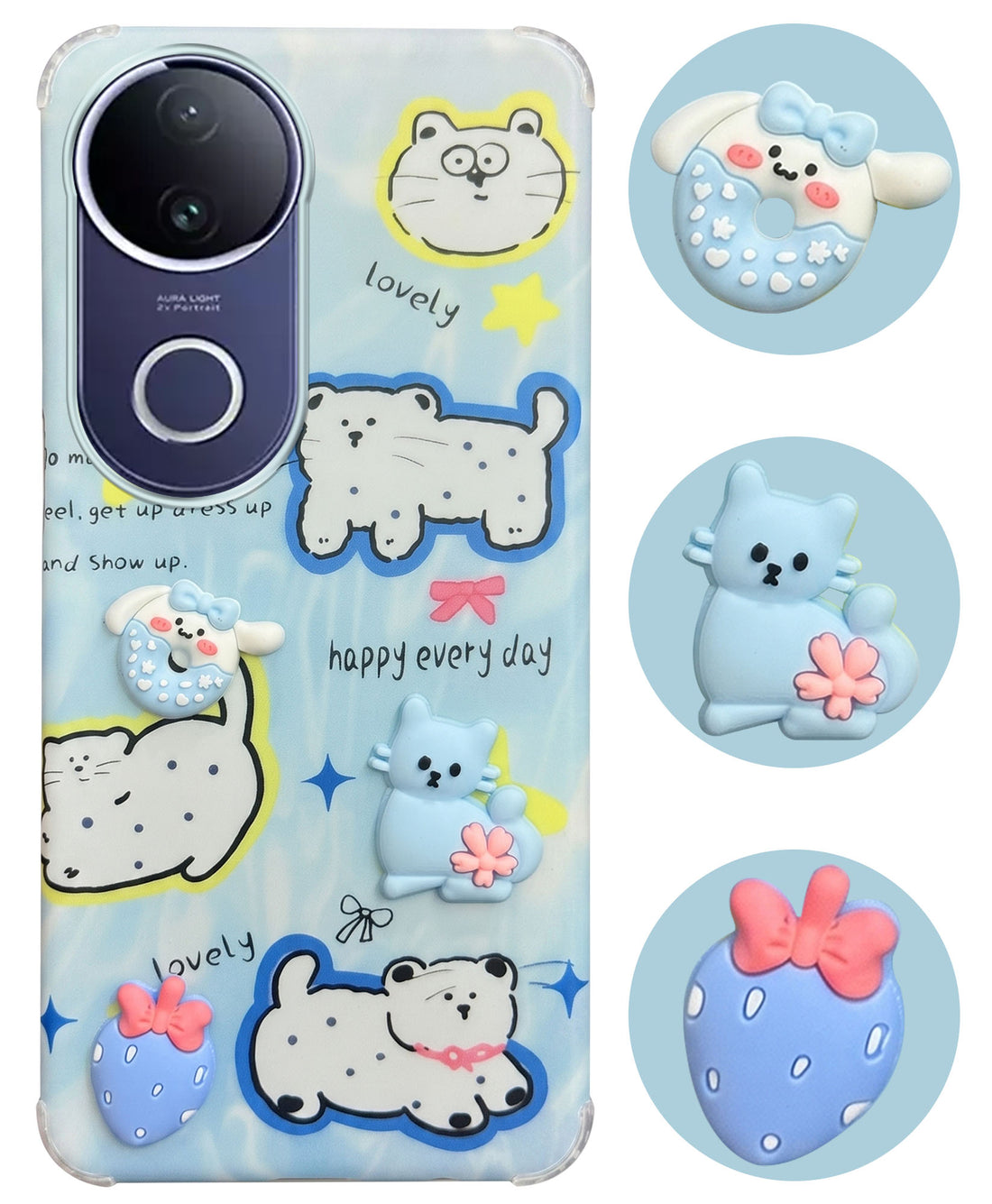 For Vivo T4R Back Cover Case (3D Cute Cartoons | Hard Back Side Soft | Matte Premium Finish | HD Printing)