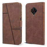 For Vivo S1 Pro Flip Cover Case (Stitched Leather with Magnetic Closure)