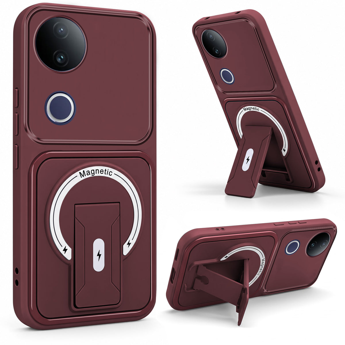 For Vivo T4R Back Case Cover Metallic (Hybrid Armor Kickstand | MagSafe Compatible | Camera Protection Shockproof)