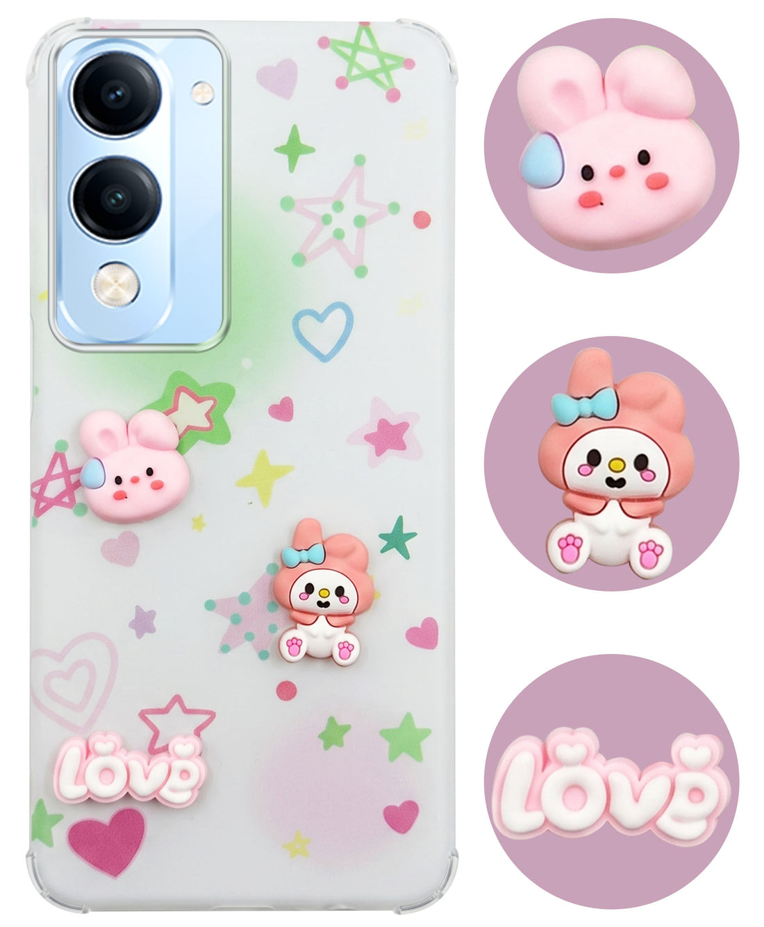 For Vivo iQOO Z10 Lite Back Cover Case (3D Cute Cartoons | Hard Back Side Soft | Matte Premium Finish | HD Printing)