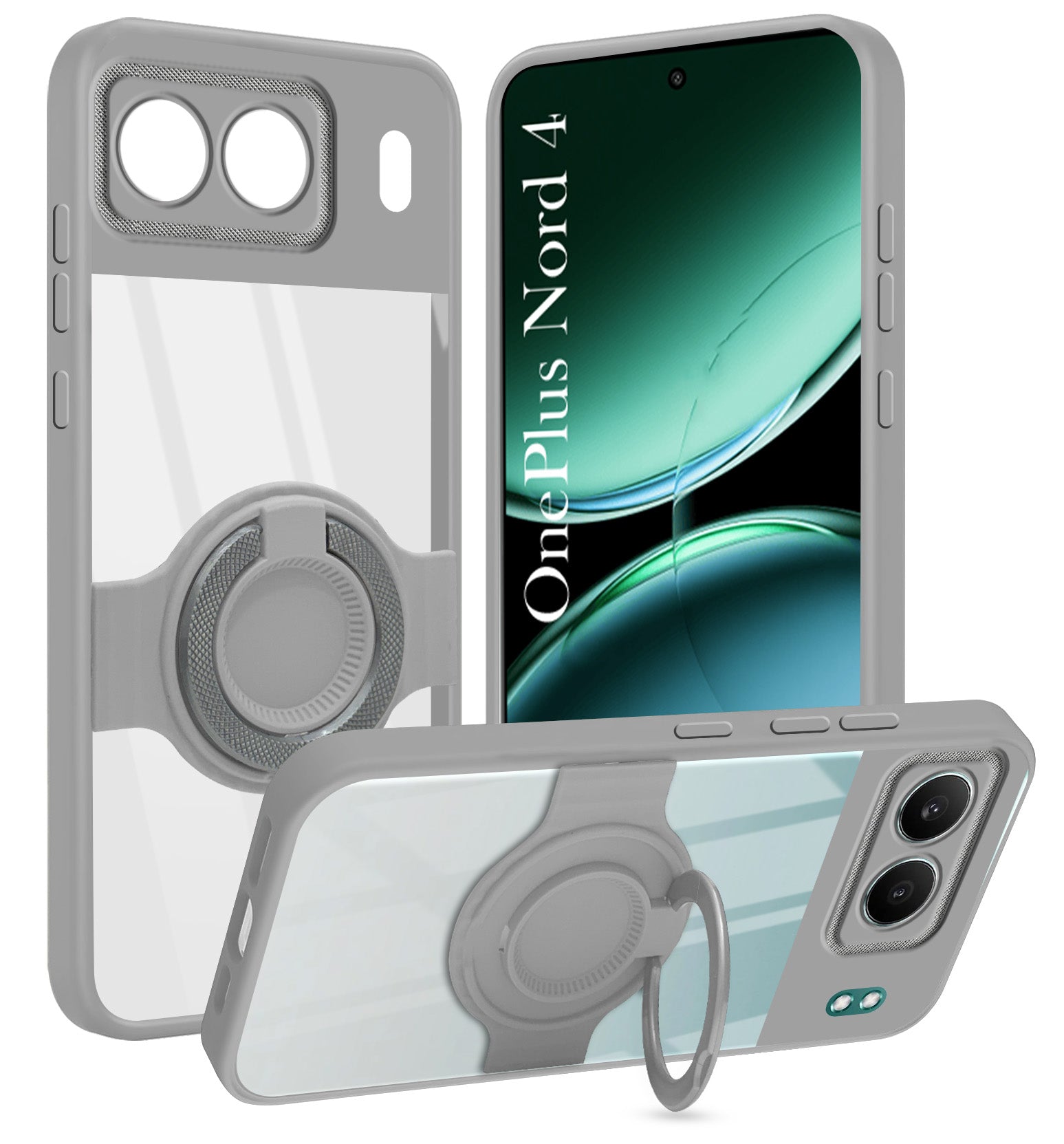 For Oneplus Nord 4 Back Cover Case with stand (Built-in Ring Holder Kickstand | Lifetime Anti Yellow | Camera Protection)