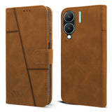 For VIVO Y28 5G Flip Cover Case (Stitched Leather with Magnetic Closure)