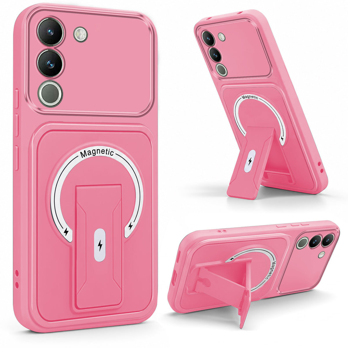 For Vivo Y200 Back Case Cover Metallic (Hybrid Armor Kickstand | MagSafe Compatible | Camera Protection Shockproof)