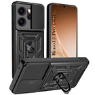 For Oppo Reno15 Pro 5G | Oppo Reno 15 Pro 5G Back Cover Case Hybrid Armor (Sliding Shutter Camera Protection | Polycarbonate |Ring Holder Kickstand)