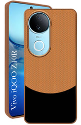 For Vivo iQOO Z10R Back Cover Case (Elegant PU Leather Finish | Premium Minimalist Professional | Camera Protection Bump)