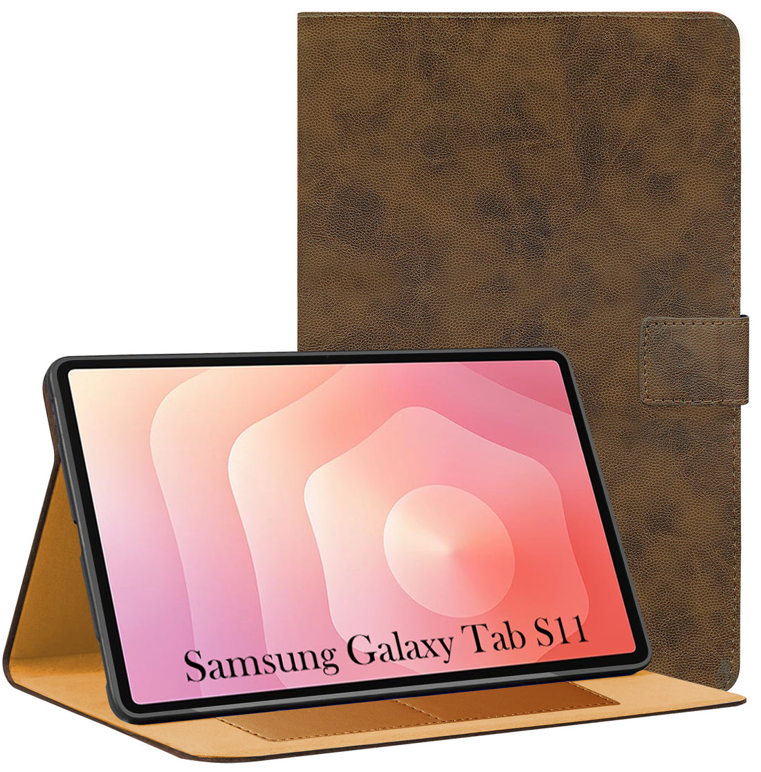 For Samsung Galaxy Tab S11 11 Inch SM-X730/X736/X736B Flip Cover Folio Cover (PU Leather | Multi-Angle Smart Stand | Card Storage Slots | Silicone Back Pouch)