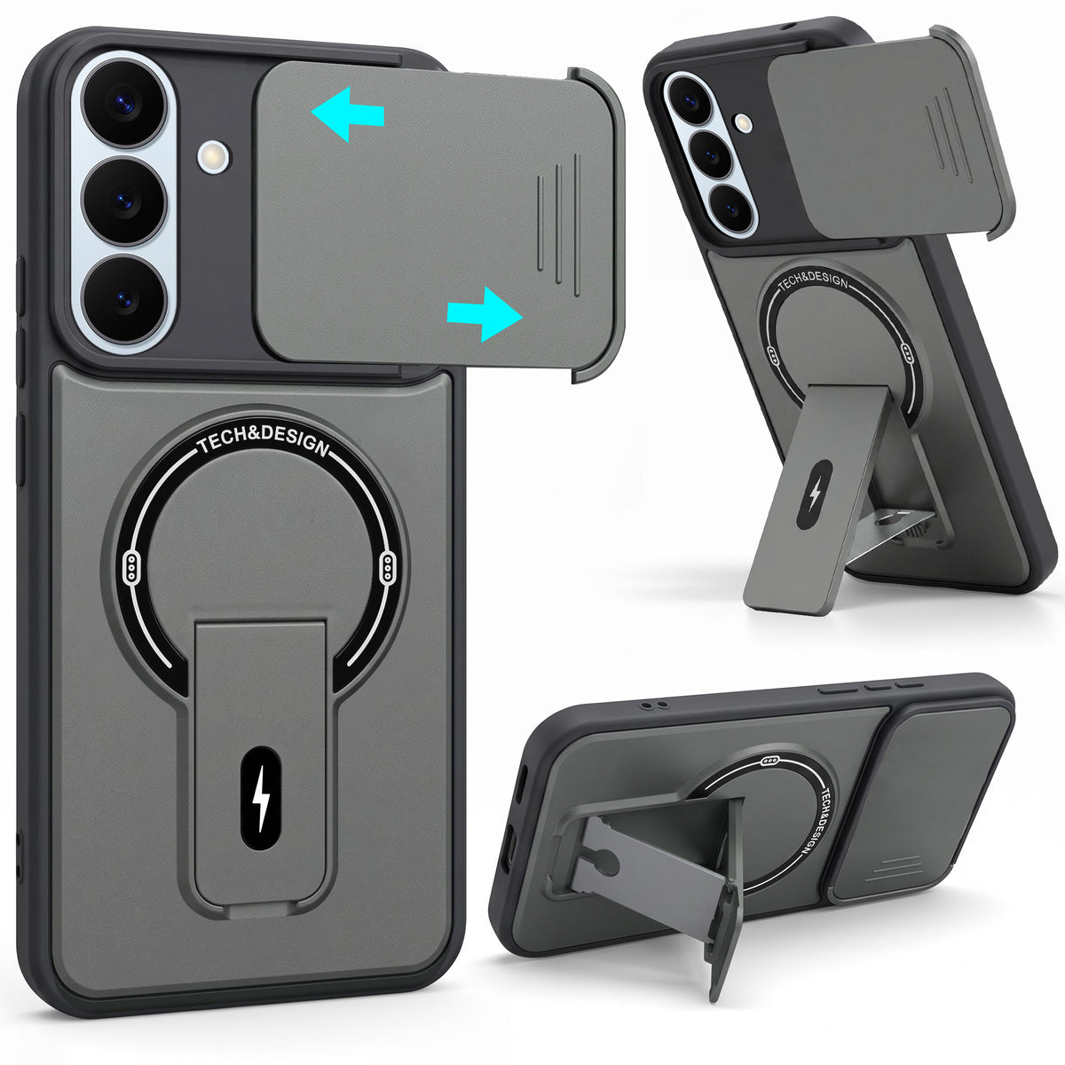 For Samsung Galaxy S26 5G Back Case Cover Metallic (Hybrid Armor Kickstand | Sliding Shutter Camera Protection | MagSafe Compatible)
