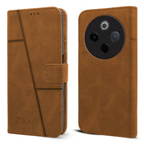 For Vivo T4 Flip Cover Case (Stitched Leather with Magnetic Closure)