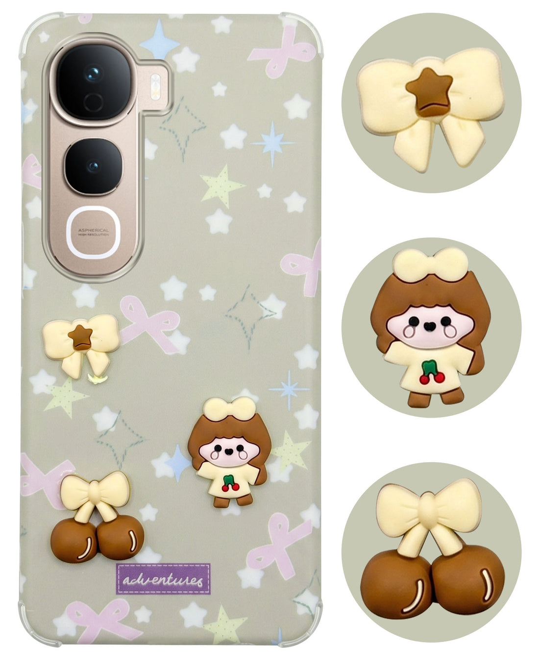 For Vivo Y400 Pro Back Cover Case (3D Cute Cartoons | Hard Back Side Soft | Matte Premium Finish | HD Printing)