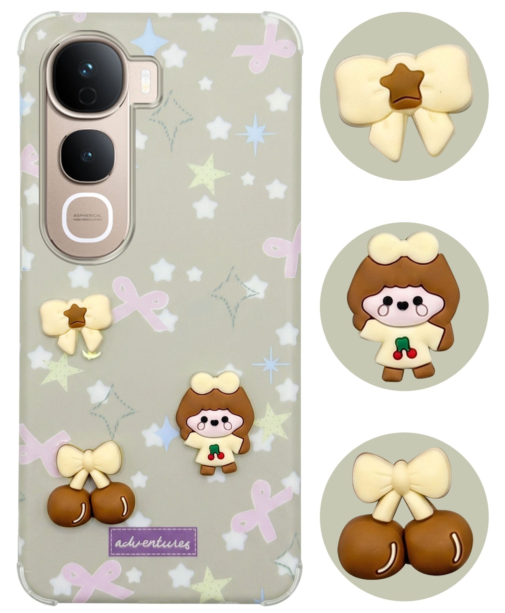 For Vivo Y400 Pro Back Cover Case (3D Cute Cartoons | Hard Back Side Soft | Matte Premium Finish | HD Printing)