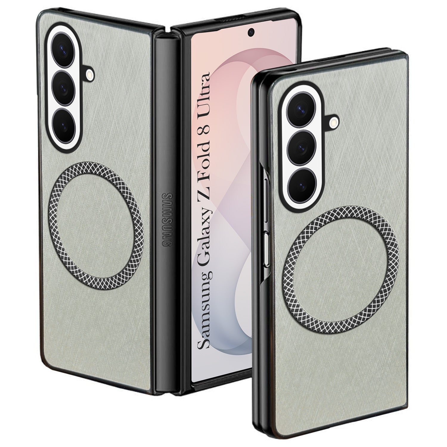 For Samsung Galaxy Z Fold 8 Ultra Back Cover Case Leather Finish (MagSafe Wireless Charging Compatible | Sleek and Professional)