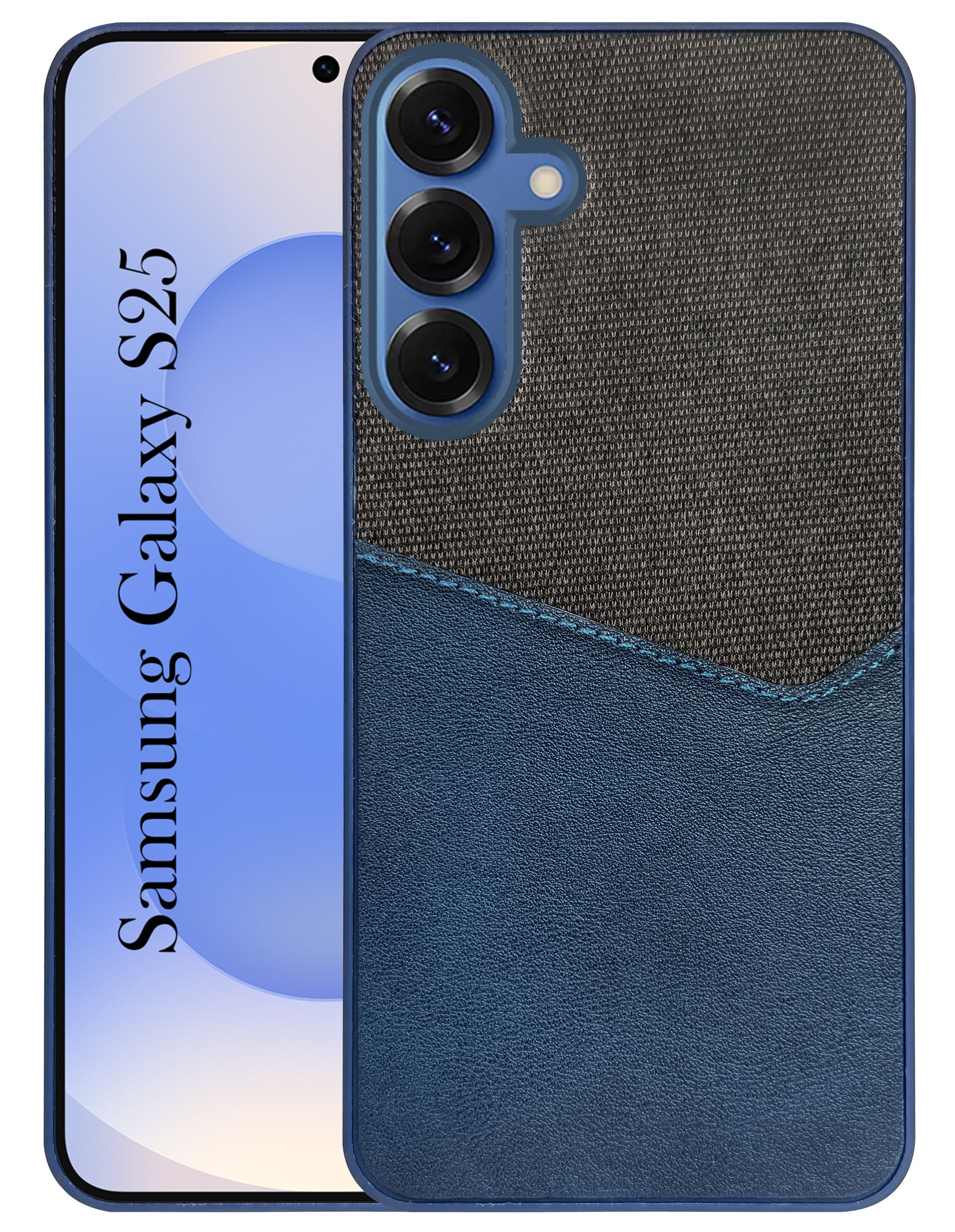 For Samsung Galaxy S25 Back Cover Case (Dual PU Leather Stitch | Professional Minimalist | Soft and Flexible)