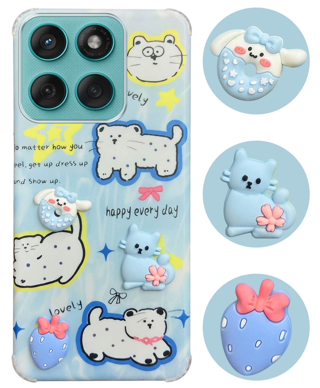 For Motorola Moto Edge 60 Fusion Back Cover Case (3D Cute Cartoons | Hard Back Side Soft | Matte Premium Finish | HD Printing)