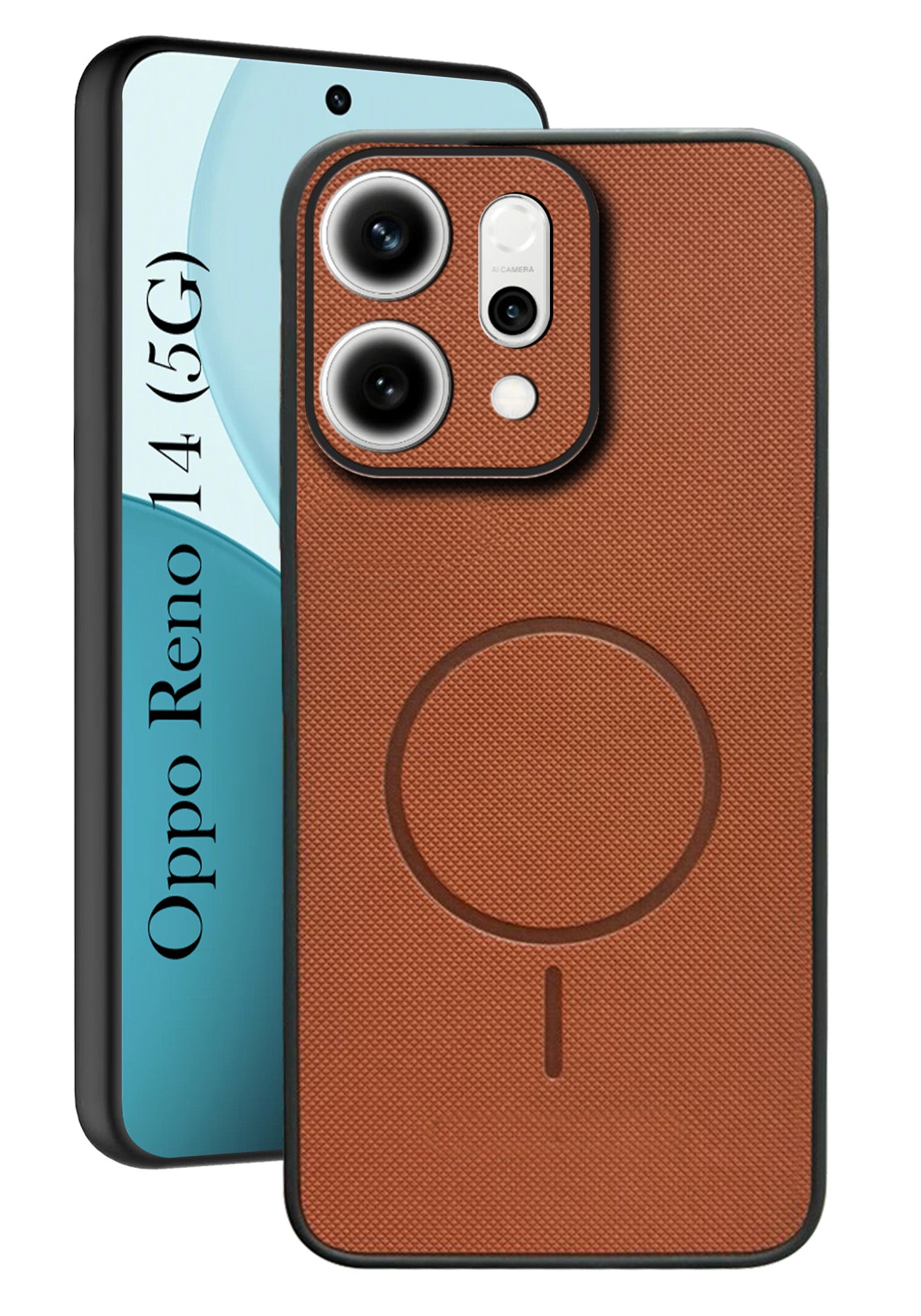 For Oppo Reno14 5G Back Cover Case PU Leather (Texture Grip Design | Professional Minimalist | Camera Protection | Soft and Flexible)