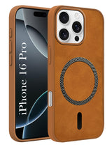 For Apple iPhone 16 Pro Back Cover Case (Sleek Leather Finish | MagSafe Compatible Wireless Charging | Camera Bump Protection)