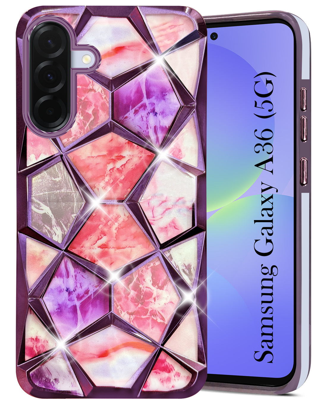 For Samsung Galaxy A36 5G Back Cover Case ( Dual Design Glitter Sparkle and Detachable Diamond Print Case | Soft and Flexible)