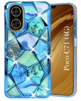 For Poco C71 Back Cover Case (Dual Design Glitter Sparkle and Detachable Diamond Print Case | Soft and Flexible)