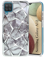 For Samsung Galaxy A12 Back Cover Case (Dual Design Glitter Sparkle and Detachable Diamond Print Case | Soft and Flexible)