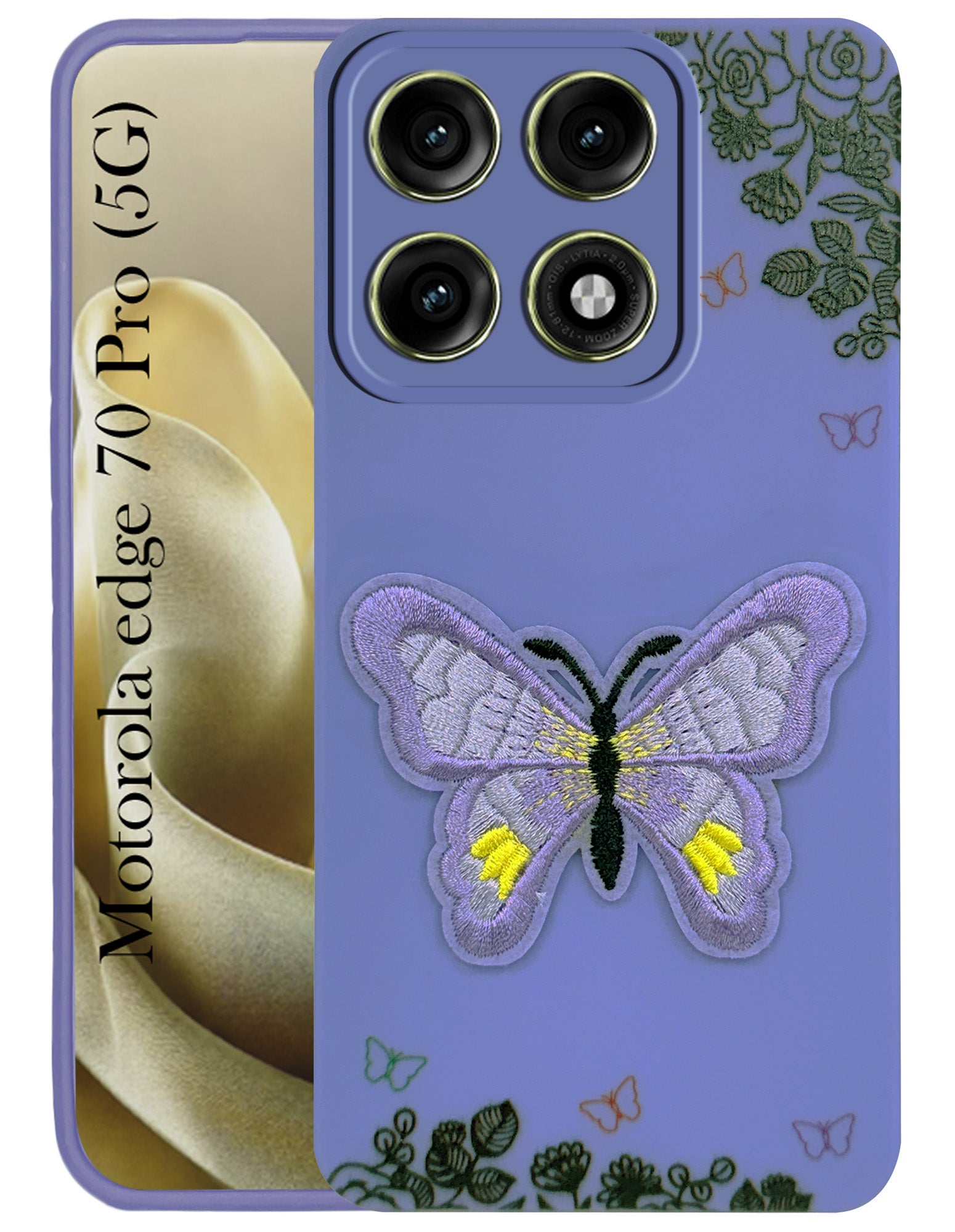 For Motorola Moto Edge 70 Pro Back Cover Case (Soft Butterfly Embroidery | Women Teen Girls | Camera Protection| Matte Silicone)