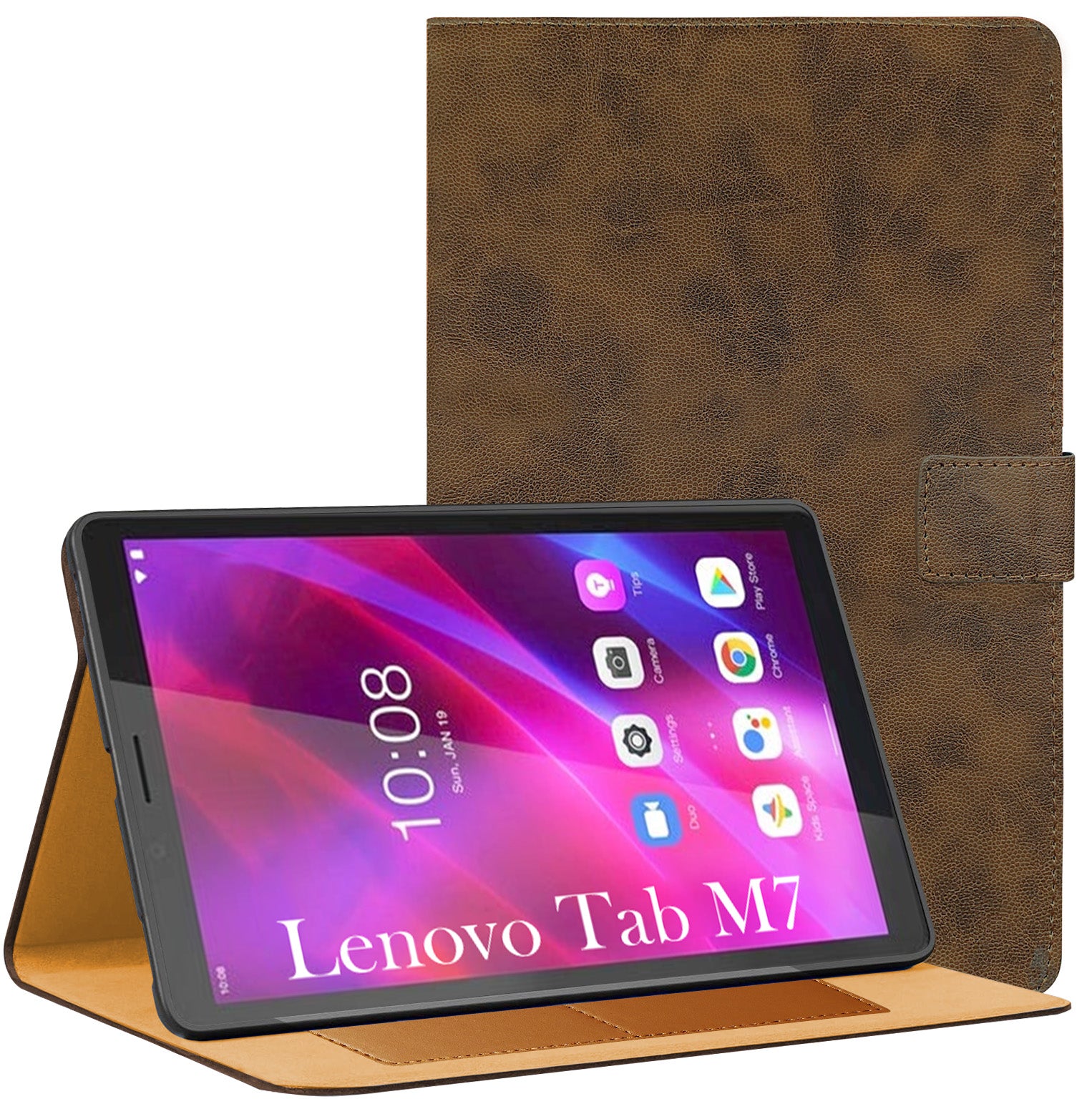 For Lenovo Tab M7 7 Inch TB-7305F/7305X/7305I Flip Cover Folio Cover (PU Leather | Multi-Angle Smart Stand | Card Storage Slots | Silicone Back Pouch)